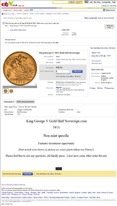busy_becs eBay Listing Using our 1916 Sydney Mint Half Sovereign Photographs